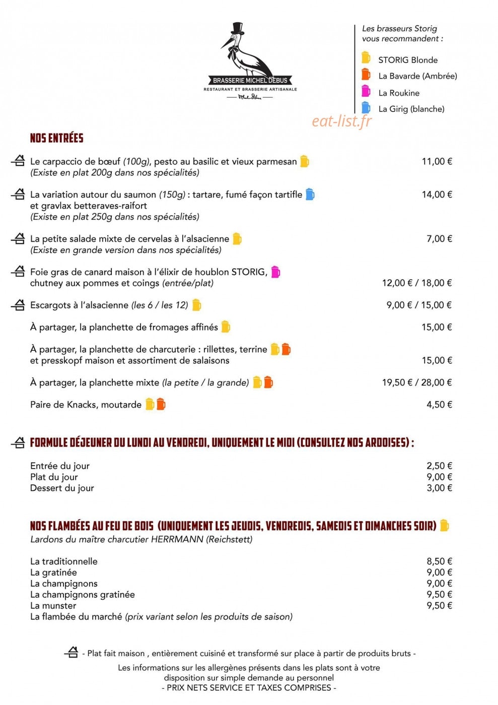 Brasserie Michel Debus — carte page 1