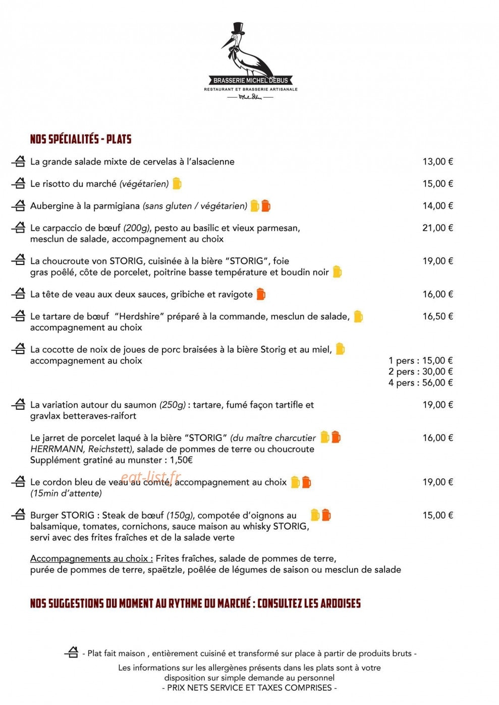Brasserie Michel Debus — carte page 2