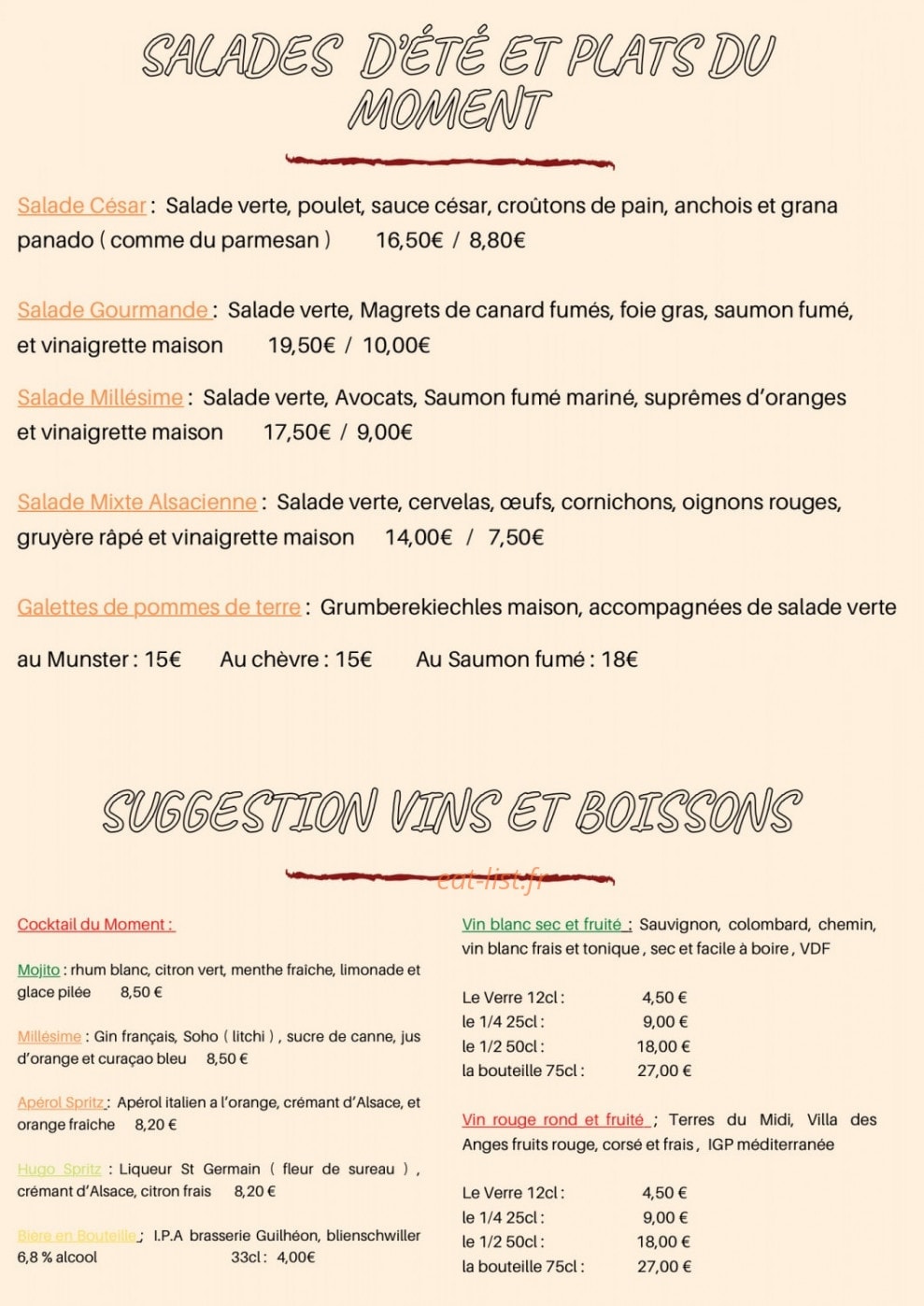 La Table du Millesime — carte page 5