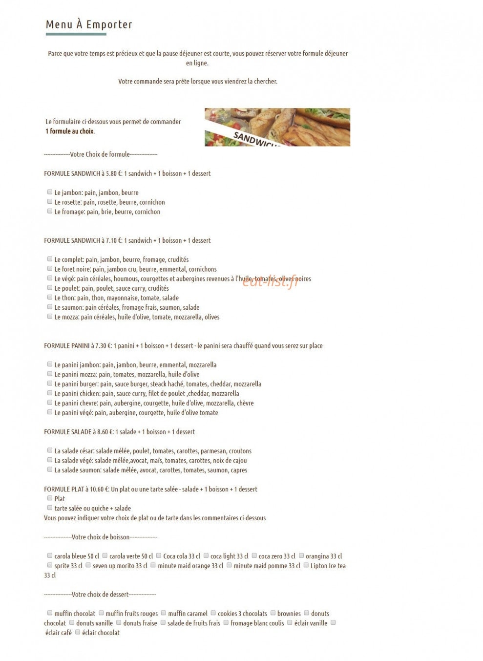 Le P'tit Café — carte page 1