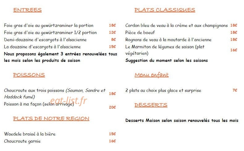 Les Marmitons — carte page 1