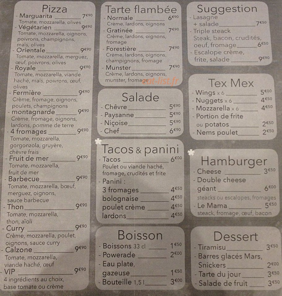 Mama Night Food — carte page 1