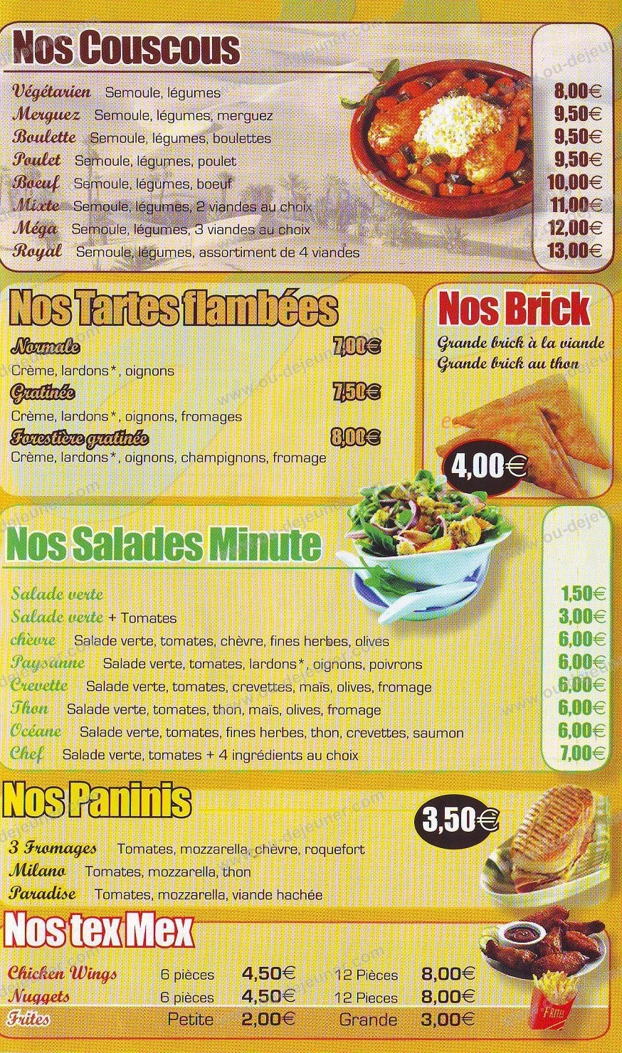 Paradise Pizza — carte page 2