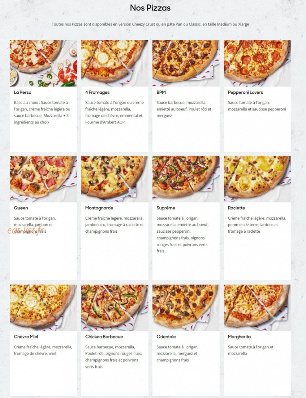 Pizza Hut — carte page 2