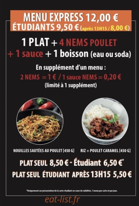 Rice Noodle — carte page 1