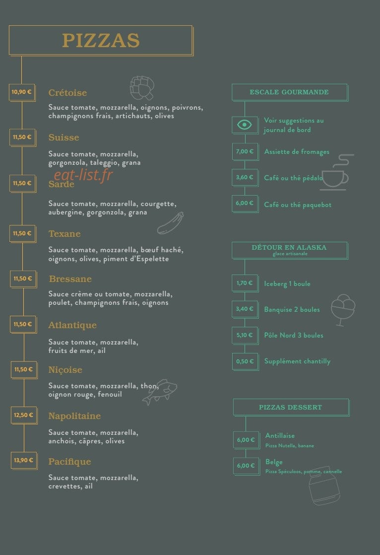 Terra Pizzas — carte page 2