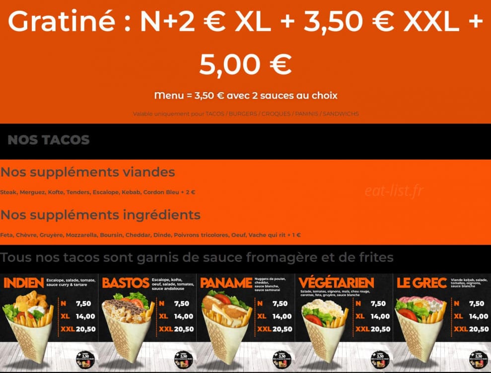 Crousti Tacos — carte page 3