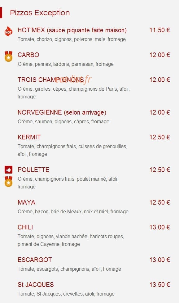 Sam Pizzas — carte page 3