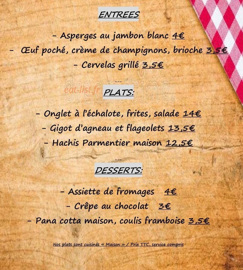 Auberge de l'Isch — carte page 1