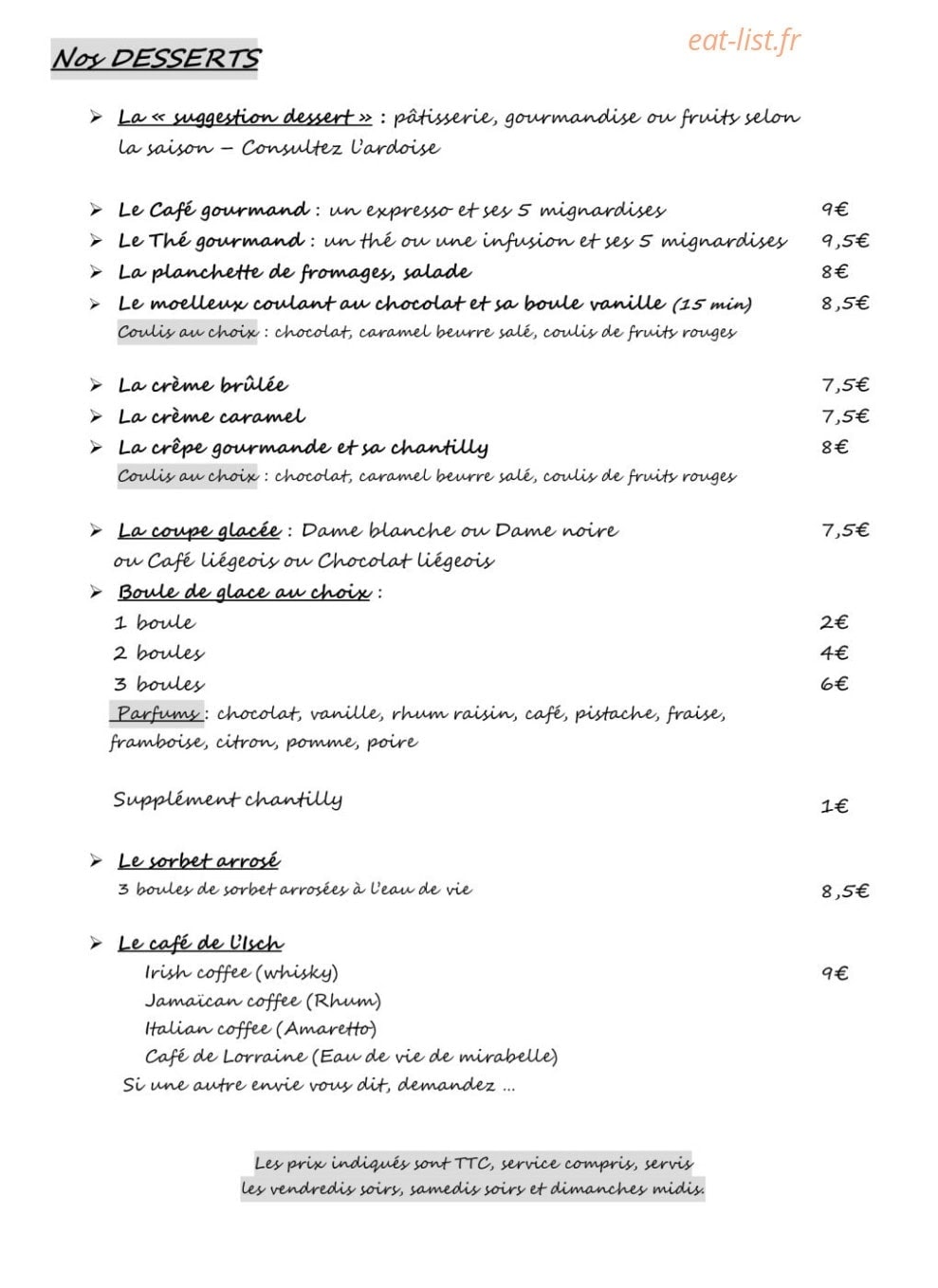 Auberge de l'Isch — carte page 4