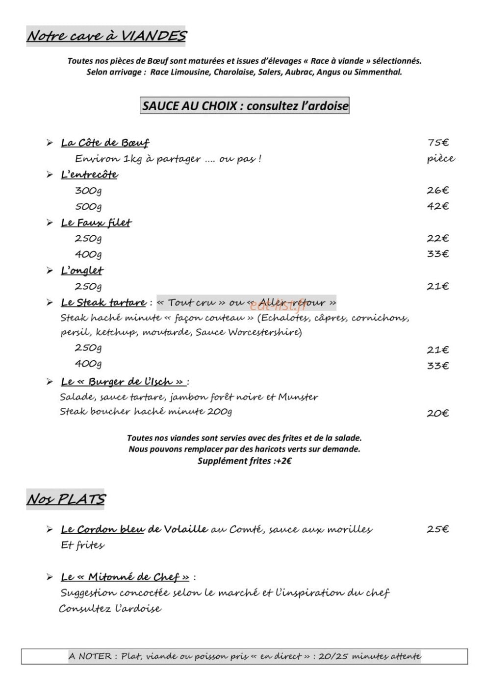 Auberge de l'Isch — carte page 3