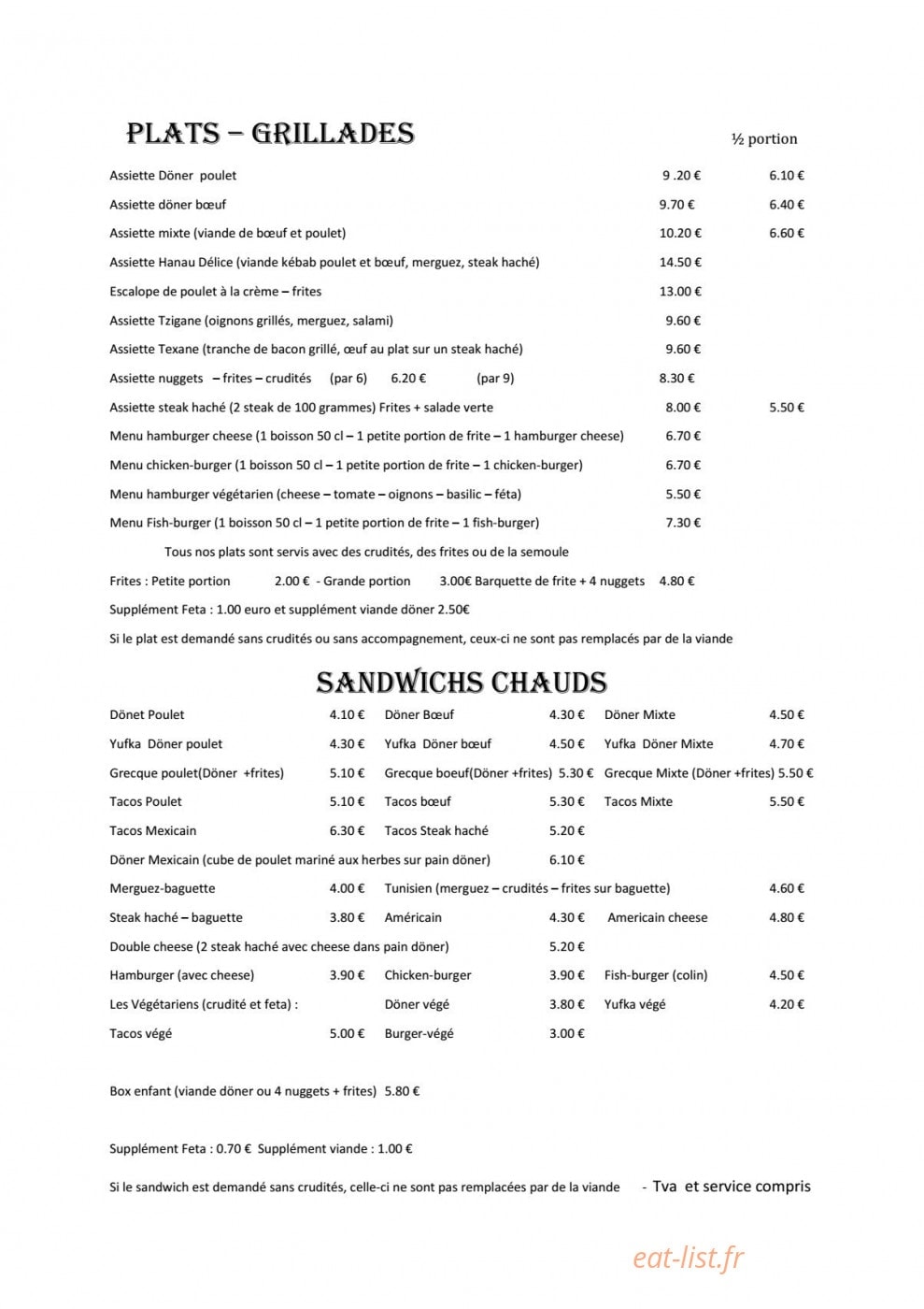 Hanau Delice — carte page 2