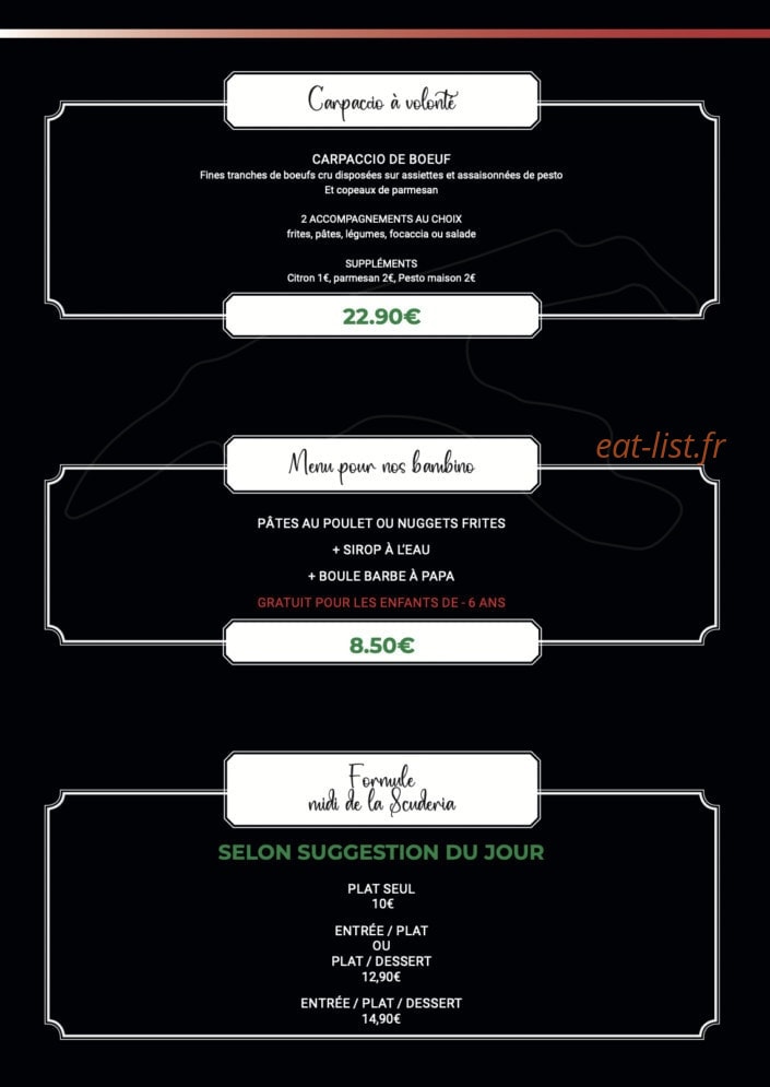 La Scuderia — carte page 2