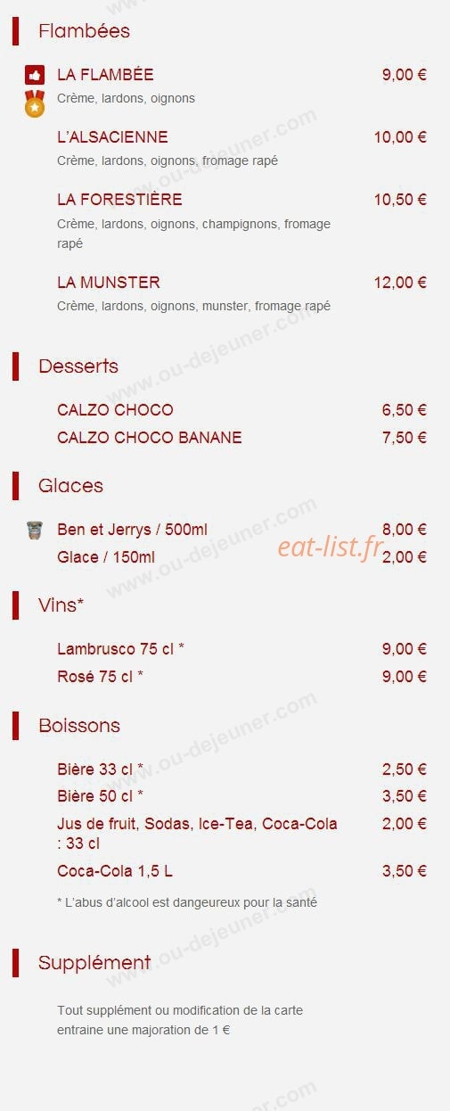 Sam Pizzas — carte page 4