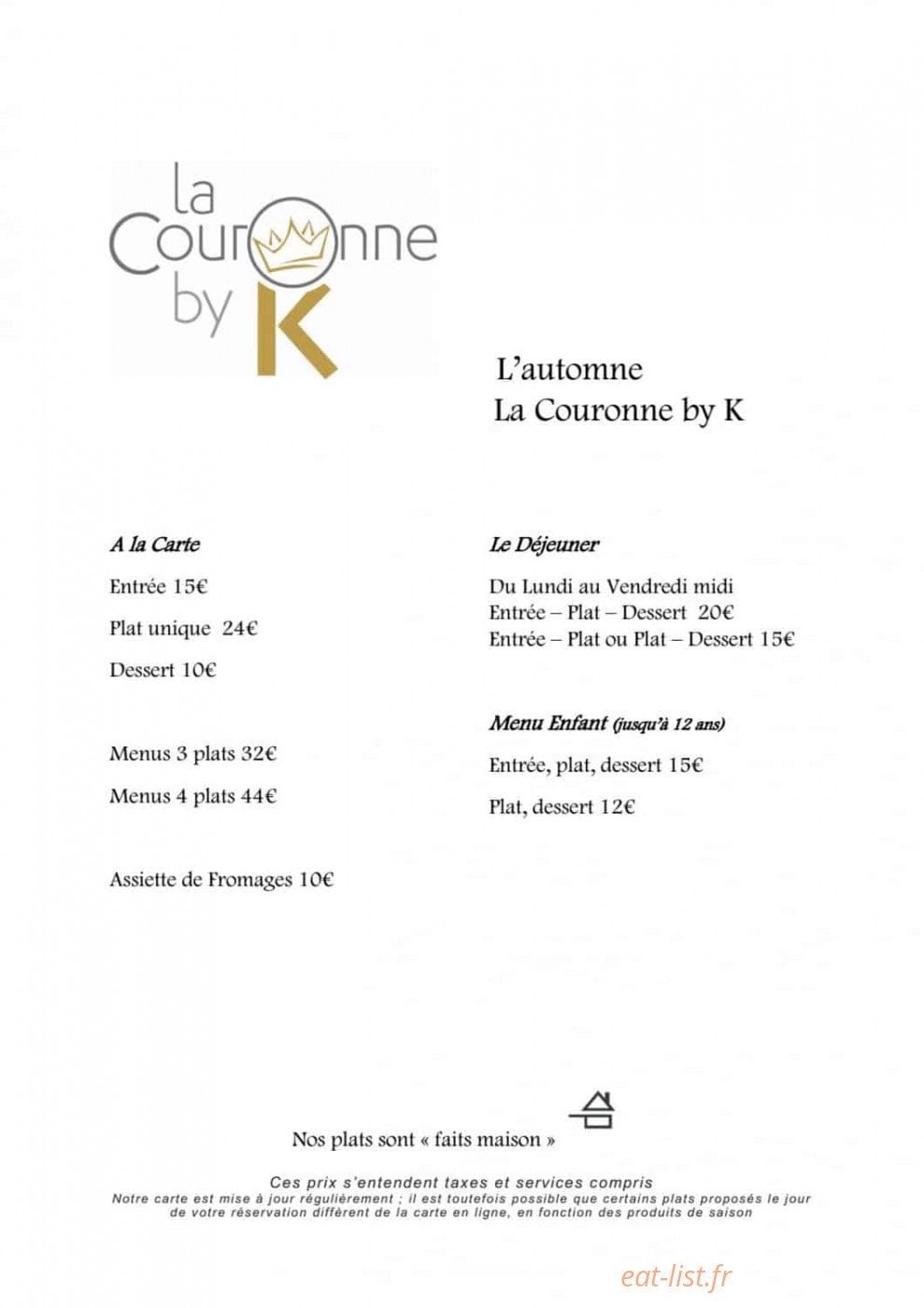 La Couronne by K — carte page 1
