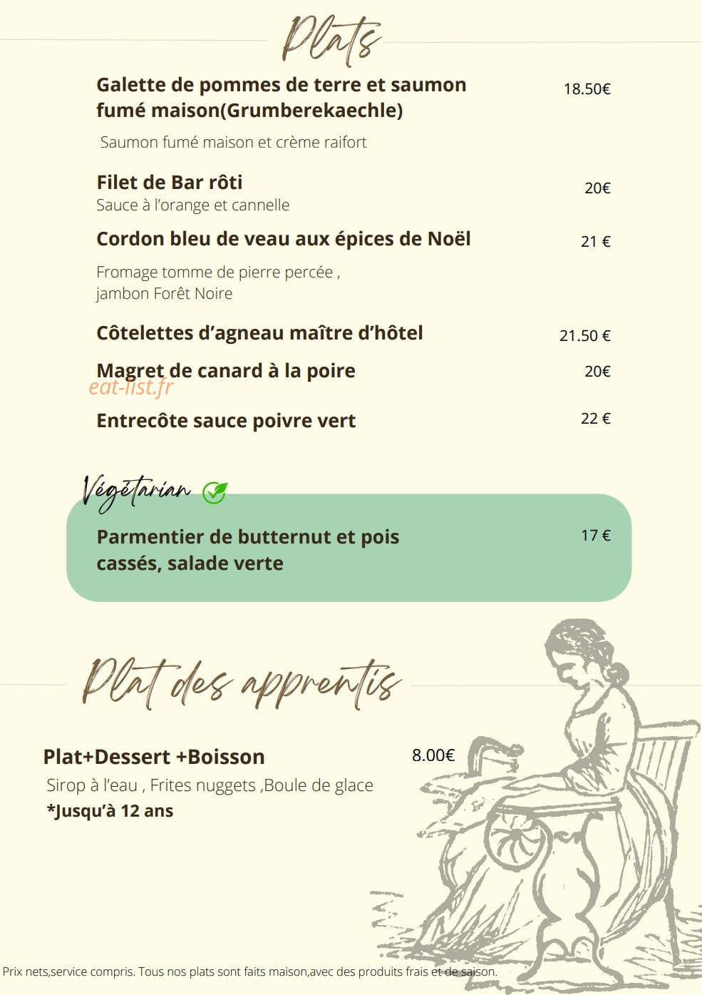 Restaurant Aux Artisans — carte page 2