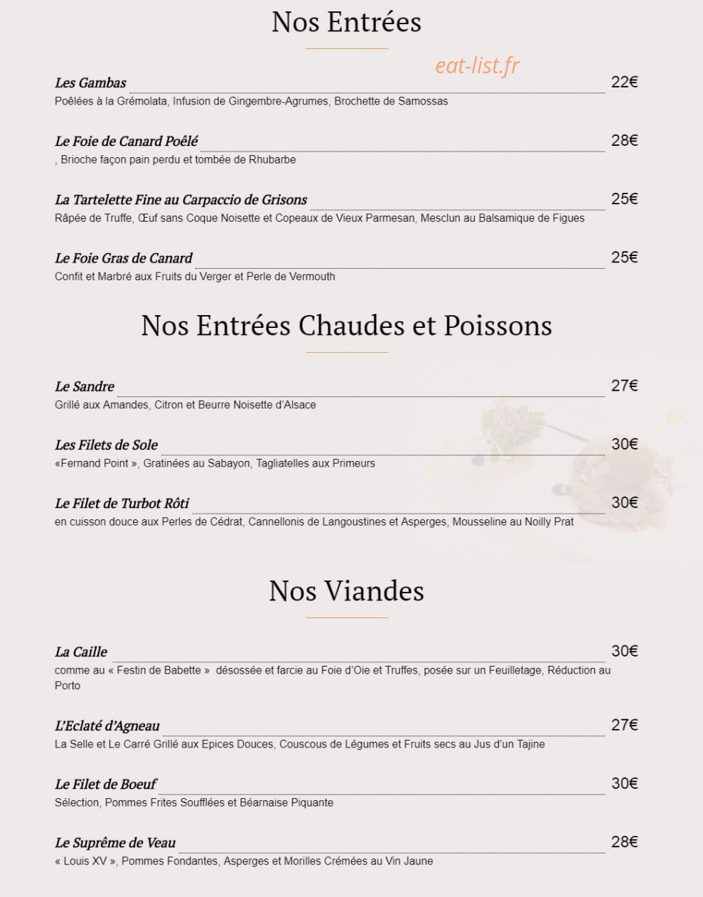 A l'Agneau — carte page 1