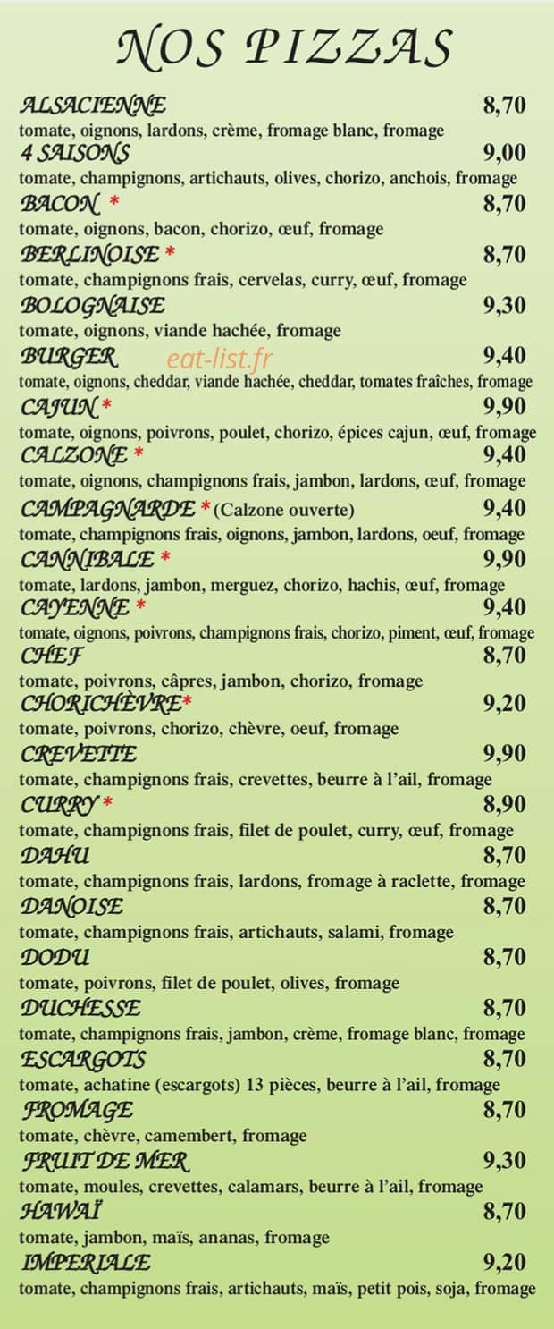 Pizza Len's — carte page 2
