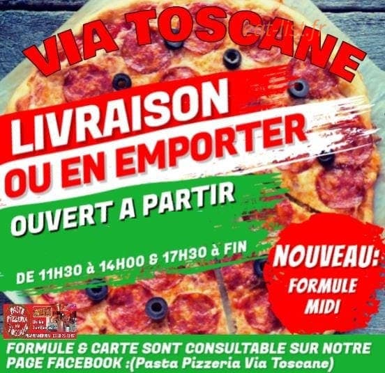 Pizzeria Via Toscane — carte page 1