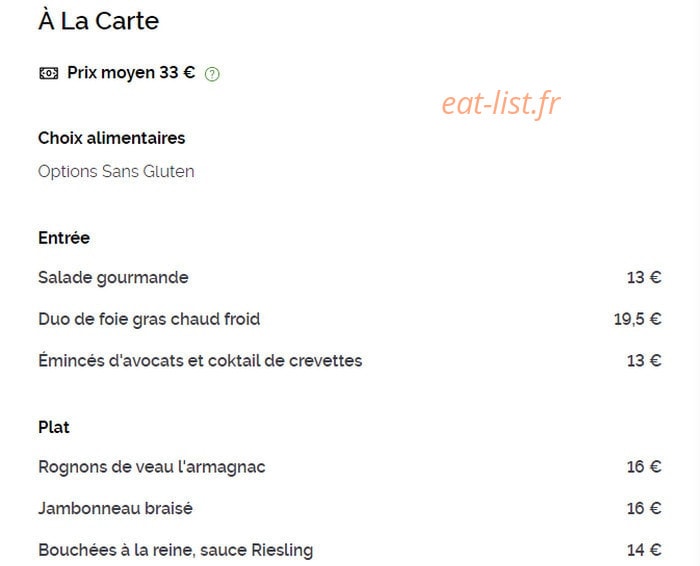 Au Cerf — carte page 1