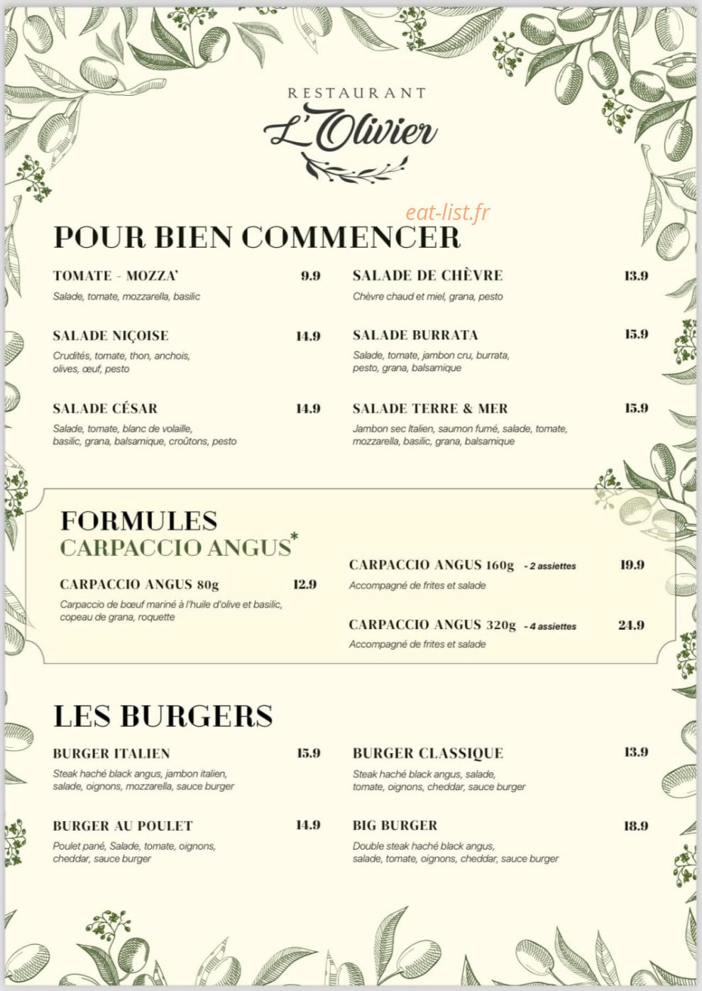 L'olivier — carte page 1