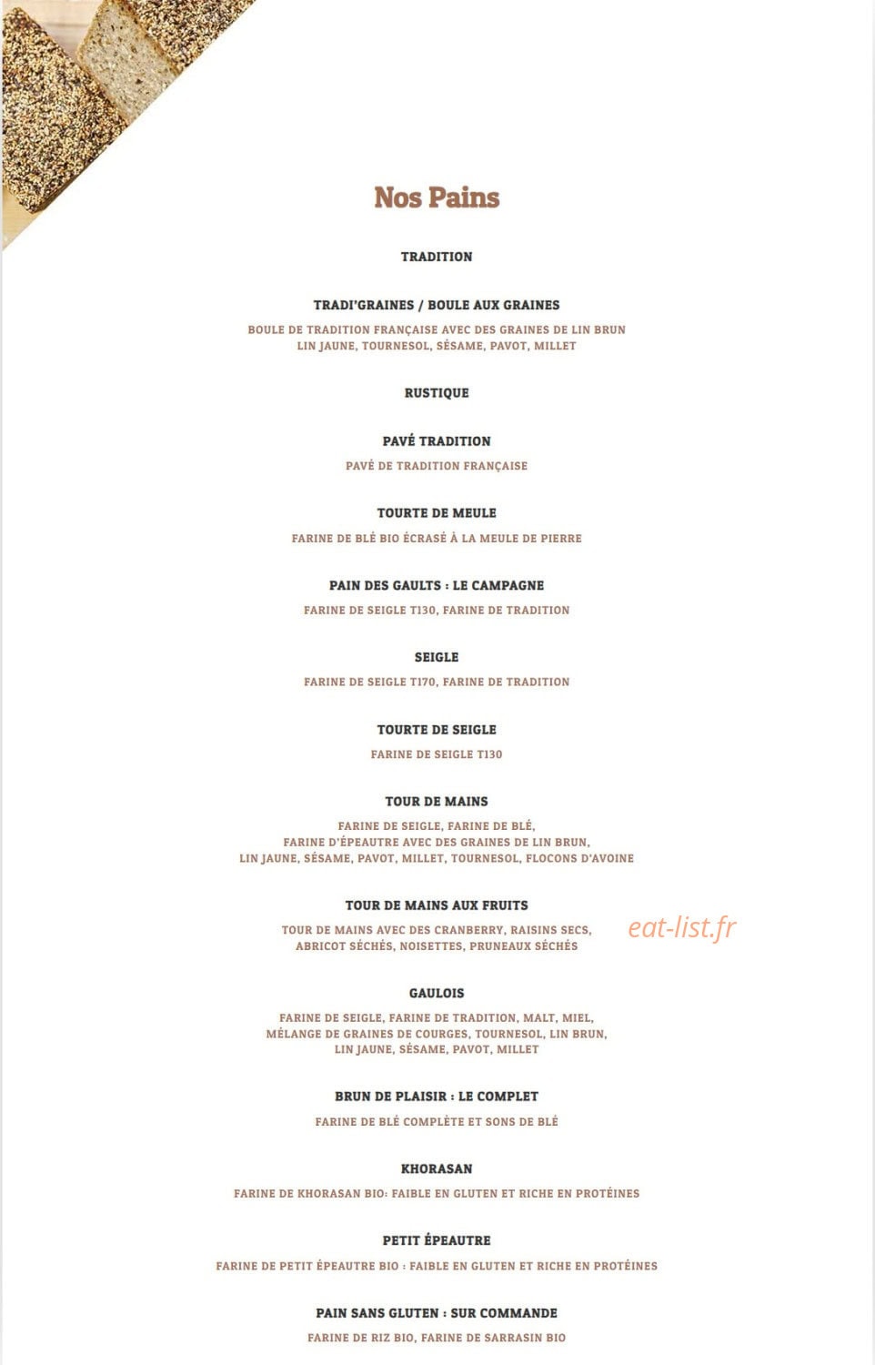 La Boulangerie JK — carte page 1