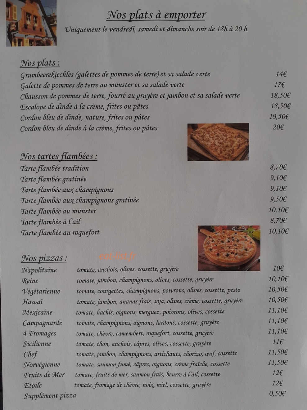 Restaurant A l'Etoile d'Or — carte page 1