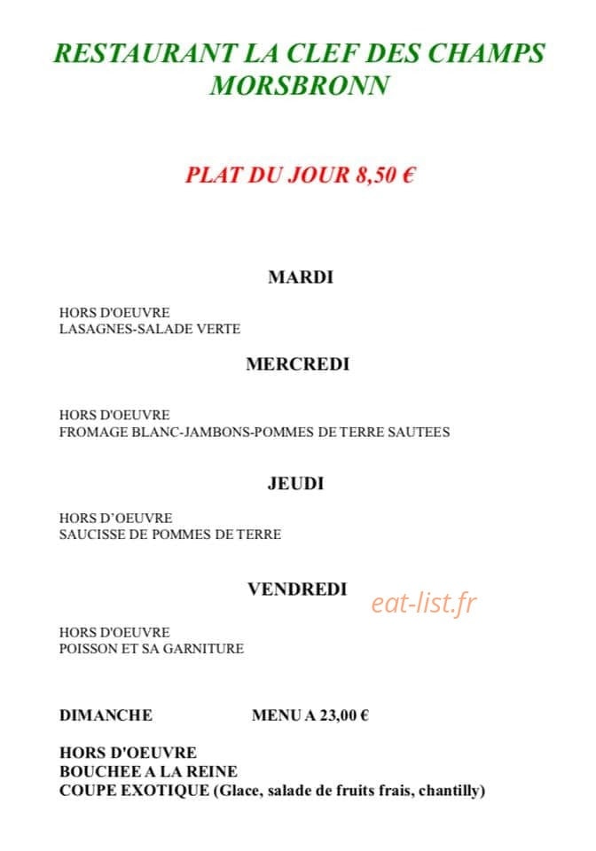La Clef des Champs — carte page 1