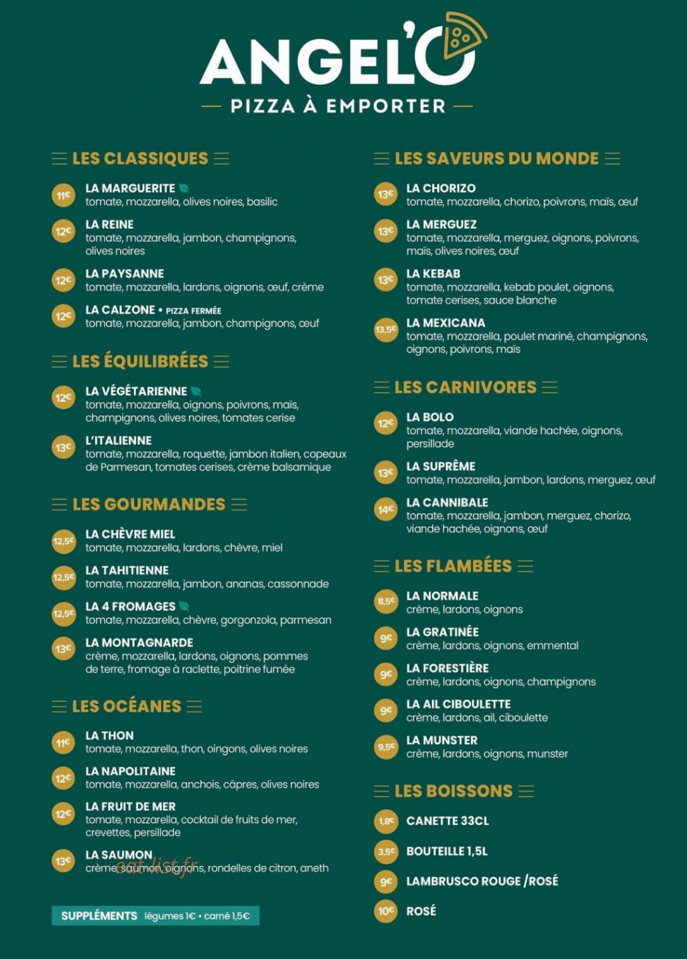 Angel'O pizza — carte page 1