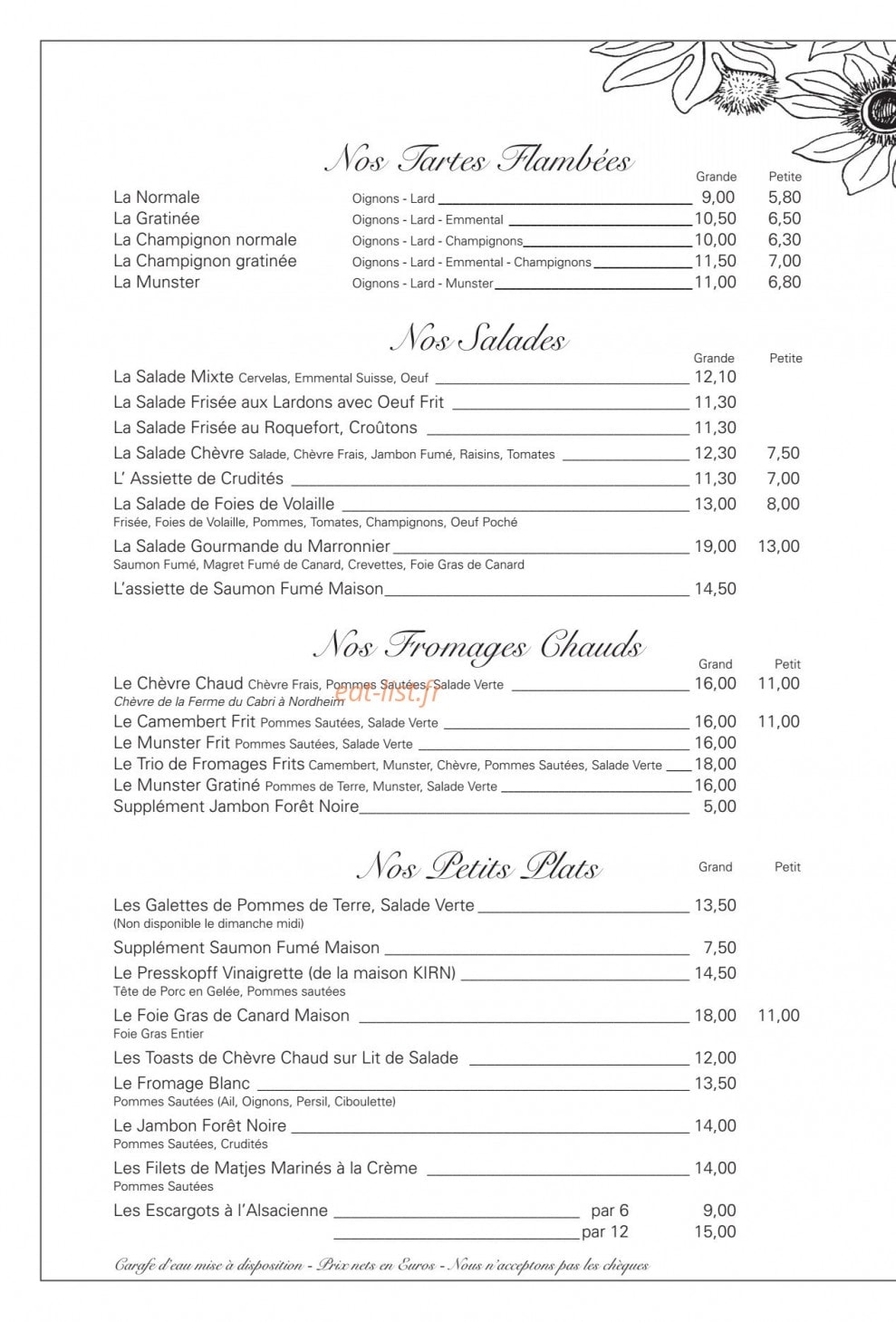 Le Marronnier — carte page 1