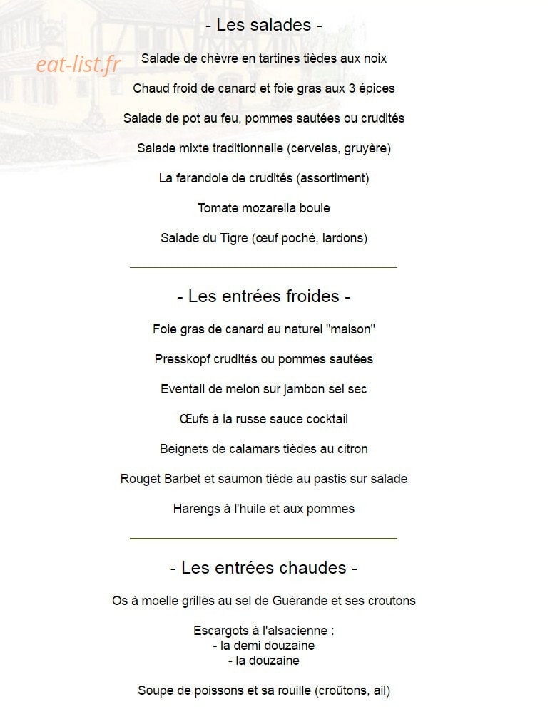 Restaurant du Tigre — carte page 2