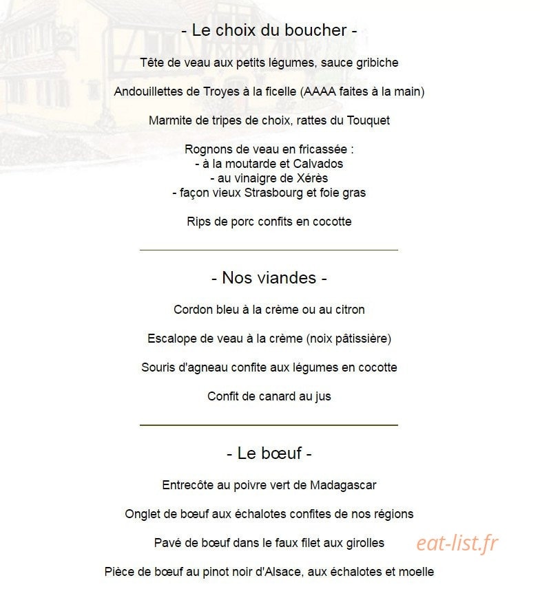 Restaurant du Tigre — carte page 4