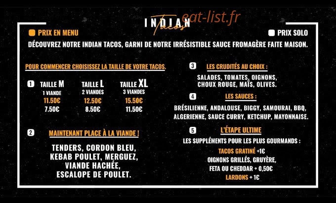 Indian Burger — carte page 2