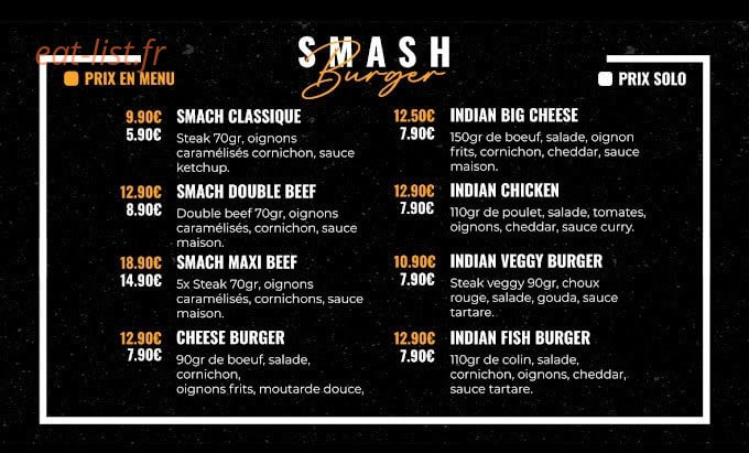 Indian Burger — carte page 3
