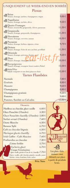 A la Bonne Auberge — carte page 2
