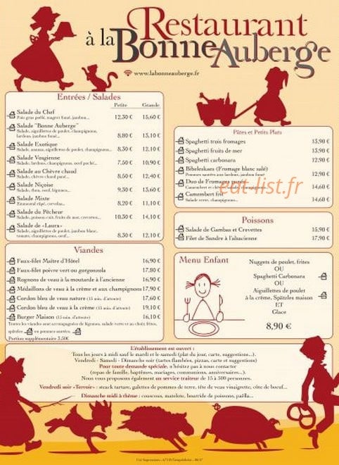 A la Bonne Auberge — carte page 1