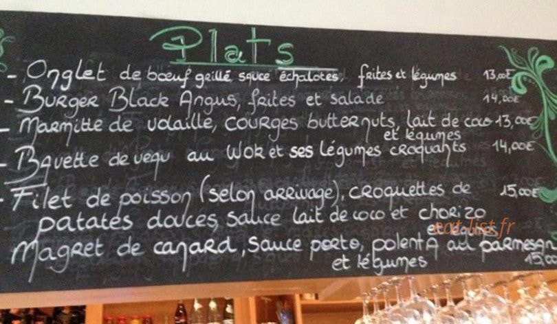 Au p'tit Resto — carte page 2