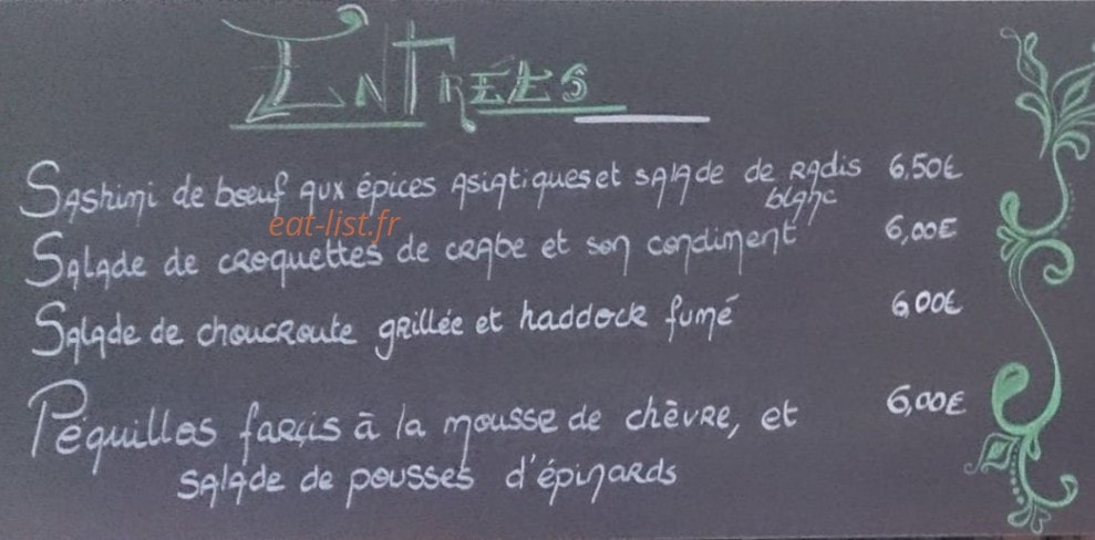 Au p'tit Resto — carte page 1