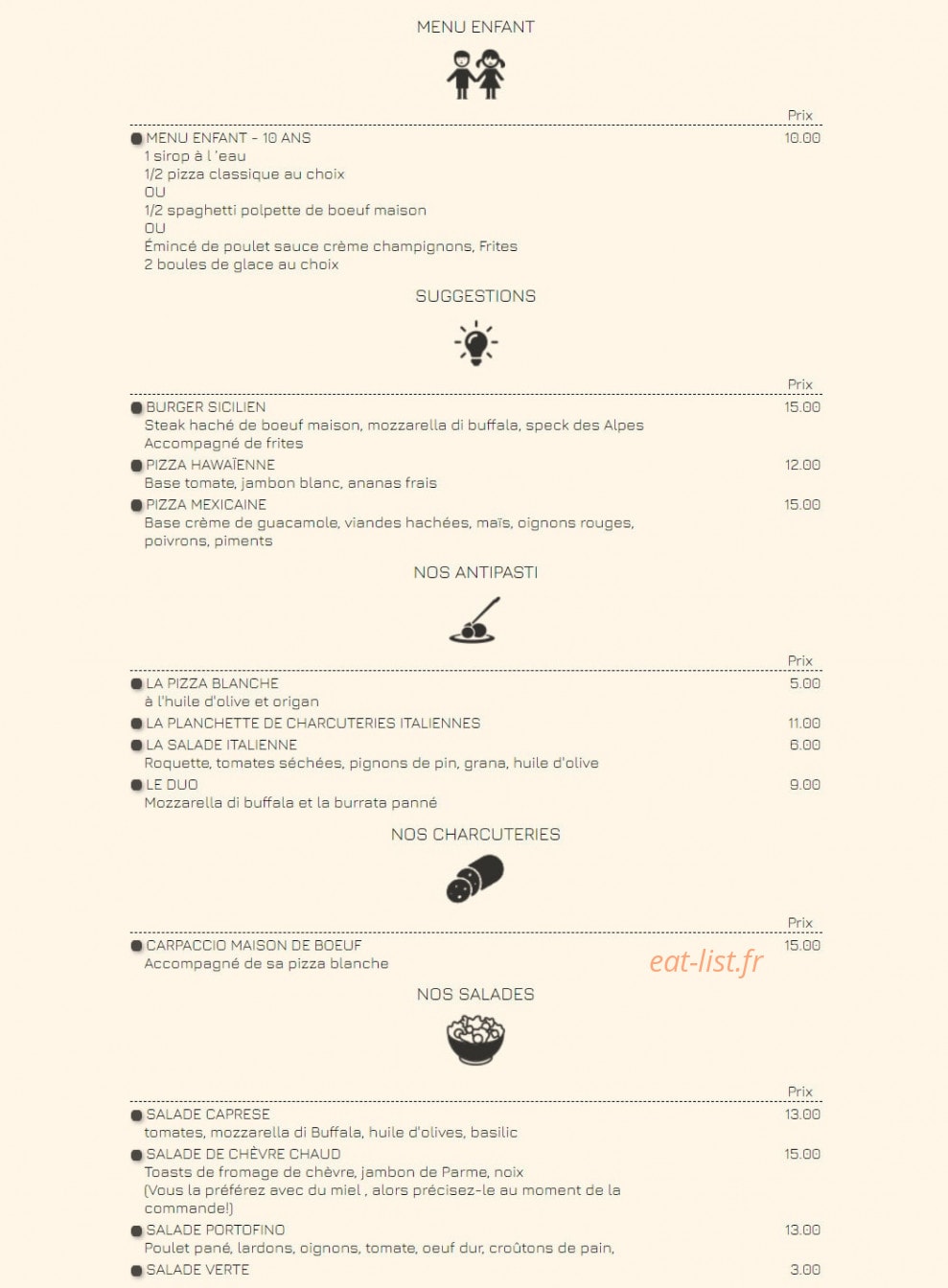Chez Gopi — carte page 1