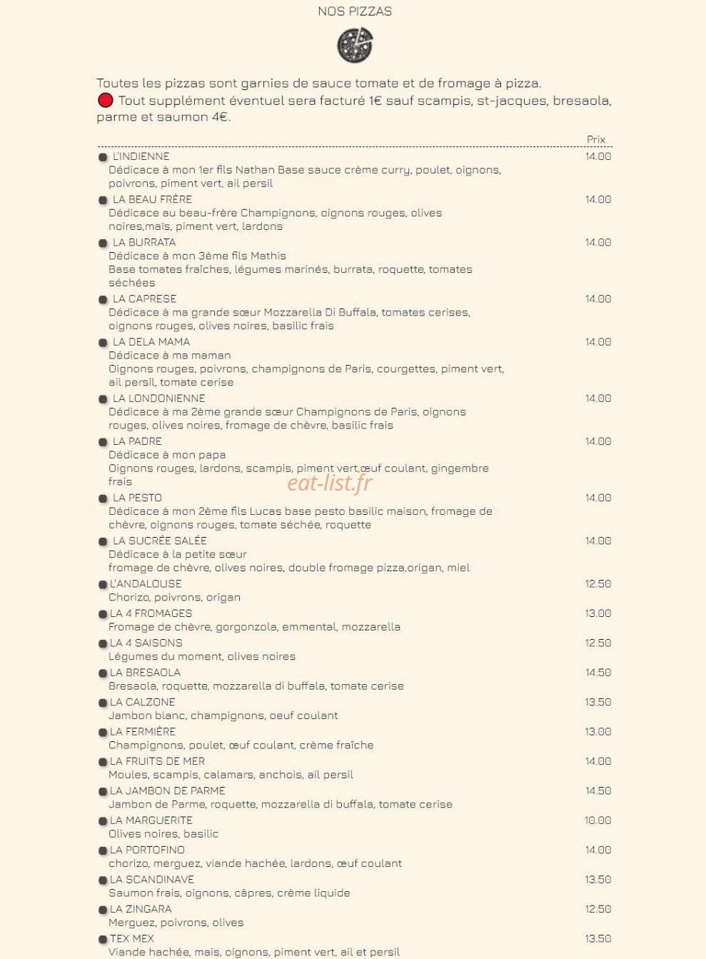 Chez Gopi — carte page 2