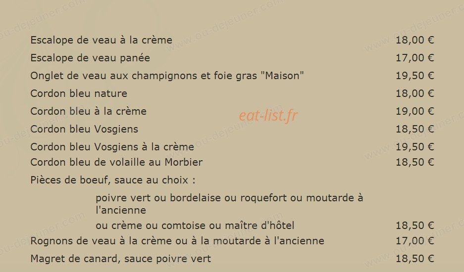 Cuisine d'Antan — carte page 2