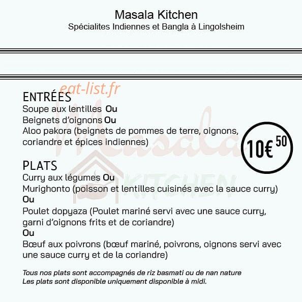 Masala kitchen — carte page 1