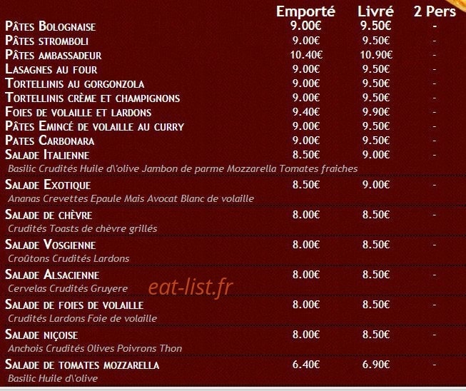 Pizza Bubu express — carte page 3