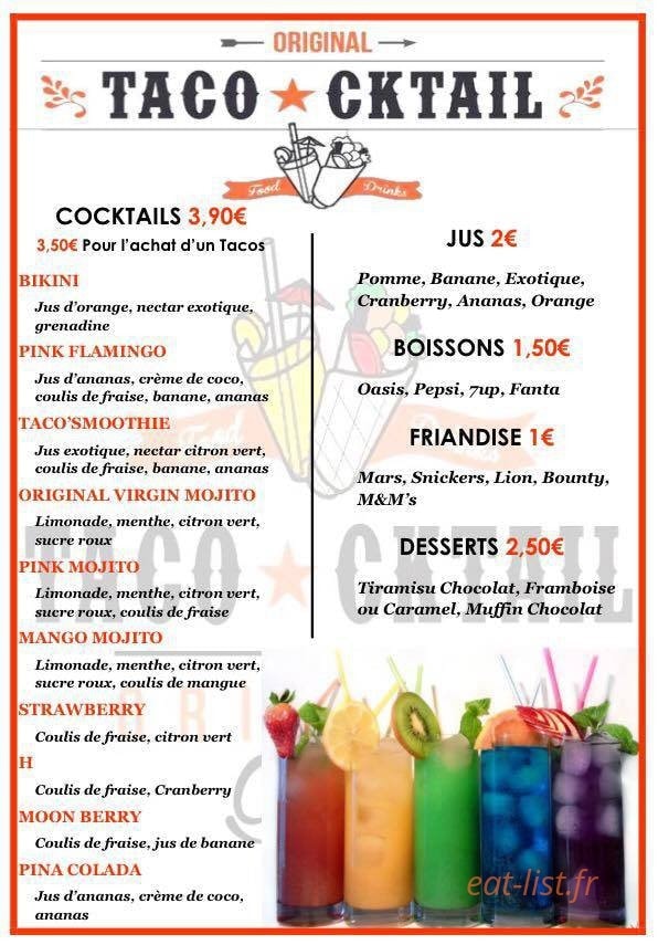 Taco'cktail — carte page 2
