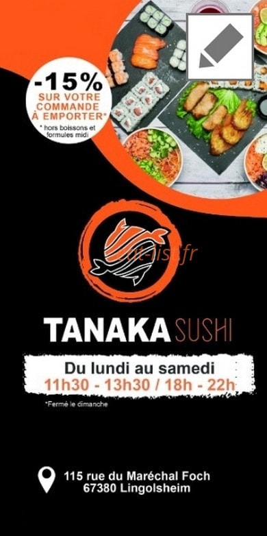 Tanaka Sushi — carte page 1