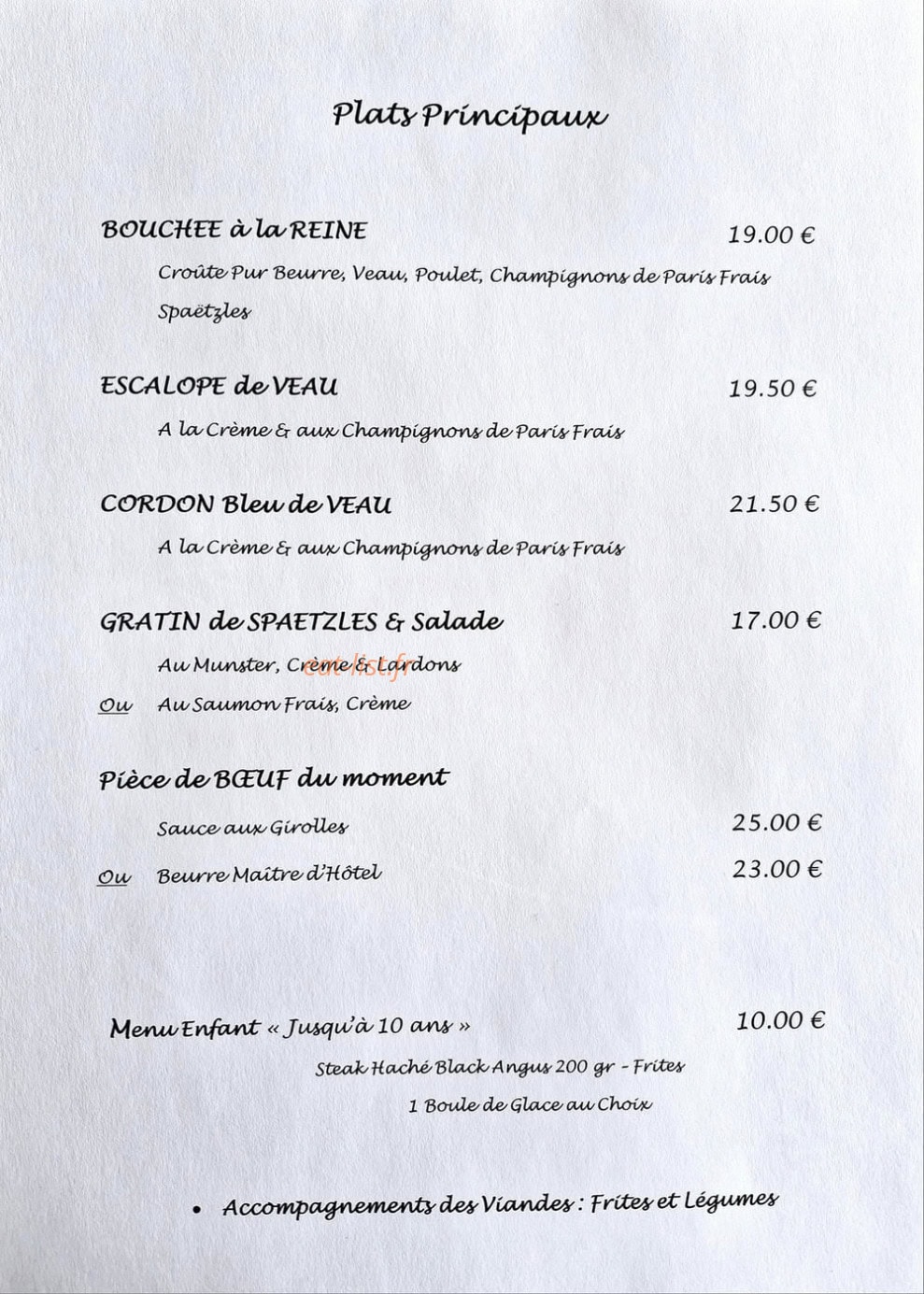 Brasserie Kienlen — carte page 3
