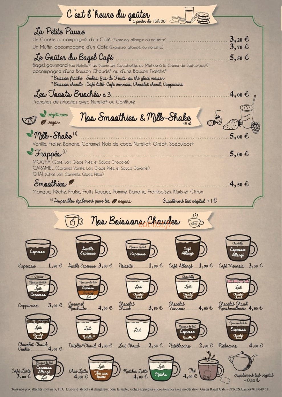 Green Bagel Café — carte page 4