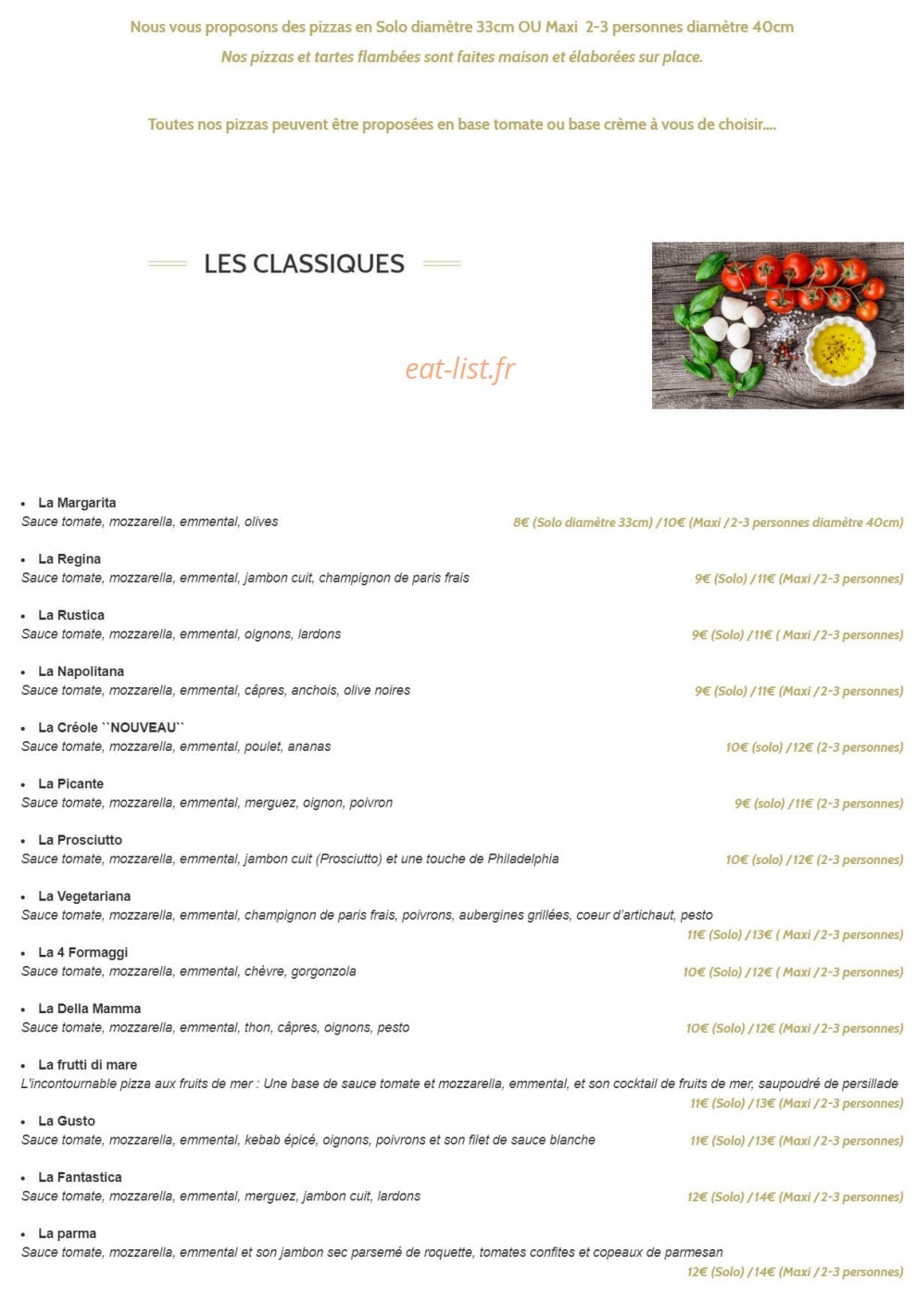 Pizza Regina — carte page 2
