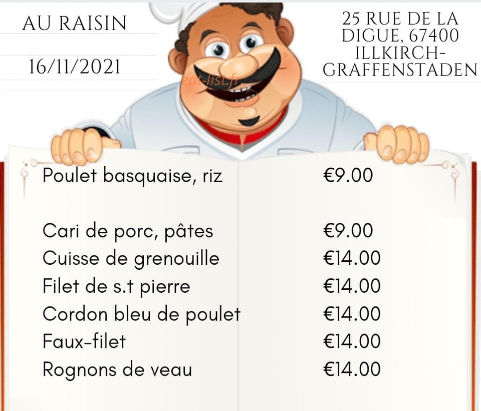 Au Raisin — carte page 1