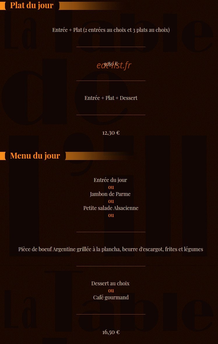 La Table de l'Ill — carte page 1
